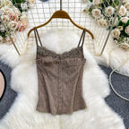 Sexy Basic Knit Lace Crop Top