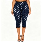 Retro Lace Trim Capri Pants With Elastic Waist