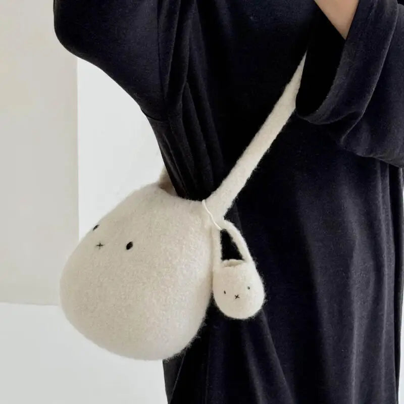 Whimsical Kawaii Felt Crossbody Bag With Cute Charm