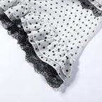 Polka Dot Chic Set With V Neck Crop Top And Ruffle Skirt