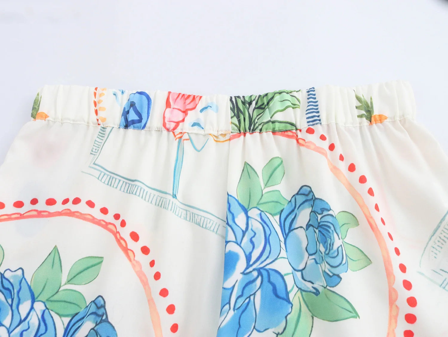 Plant Print Camisole And Shorts Set