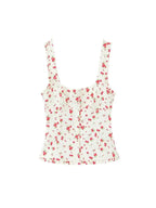 Floral Print Tank Top And Mid Waist Pleated Mini Skirt Two-piece Set