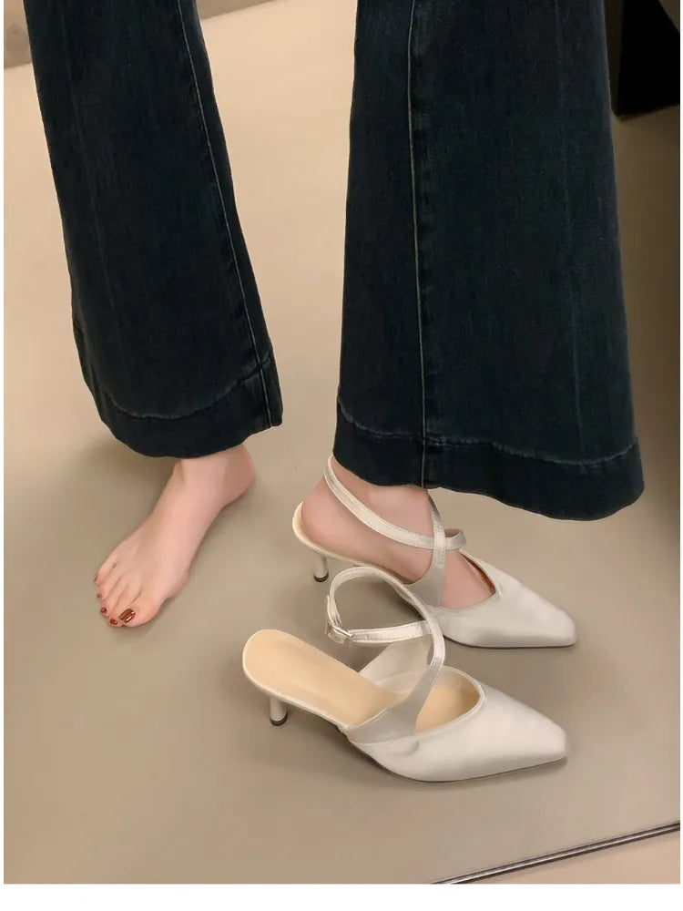 High Heel Sandals With Cross Ankle Strap And Slingback Pumps
