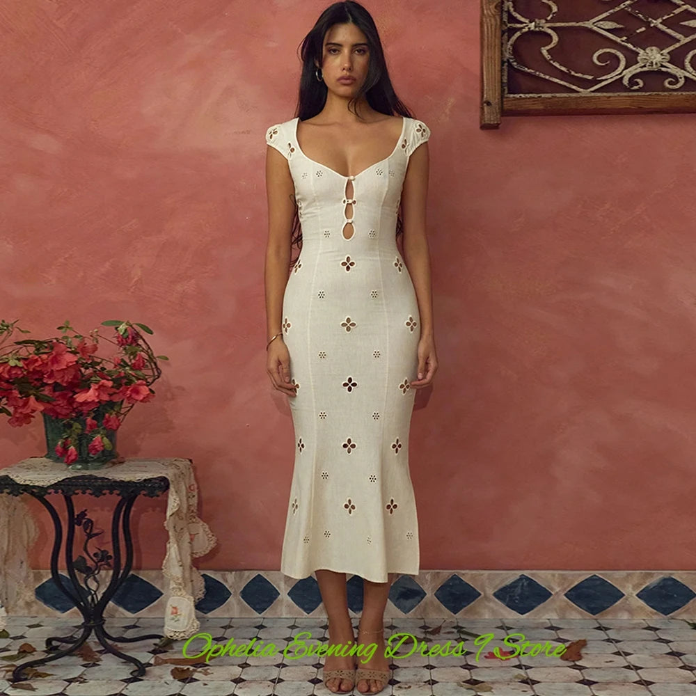 Ladies Off-Shoulder Mermaid Evening Dress With Floral Cutouts