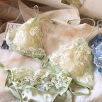 Whisper Lace Wireless Bralette Set In Ultra Thin Embroidered Mesh For Small Busts Delicate Comfort