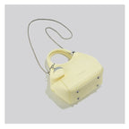 Romantic Litchi Grain Mini Shoulder Bag With Heart Pendant And Delicate Chain Strap