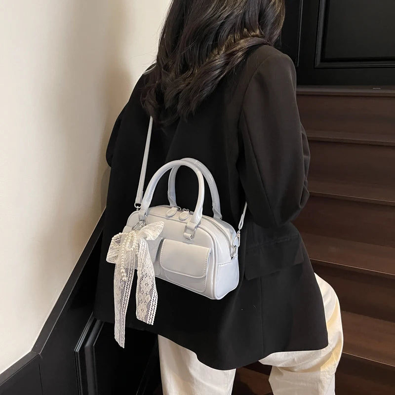 Minimalist PU Leather Crossbody With Pocket Design For Women Mini Square Shoulder Style