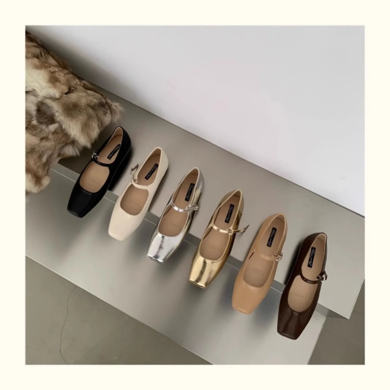Mary Jane Flats With Square Toe Buckle Strap Retro Styled Women's Shoes