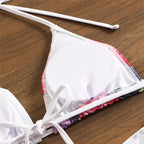 Flowers Printed With Skirt Halter Bikini Three-pieces Bikini set