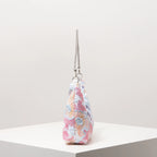 Floral Embroidered Sequin Shoulder Bag For Women Crescent Shape Evening Purse