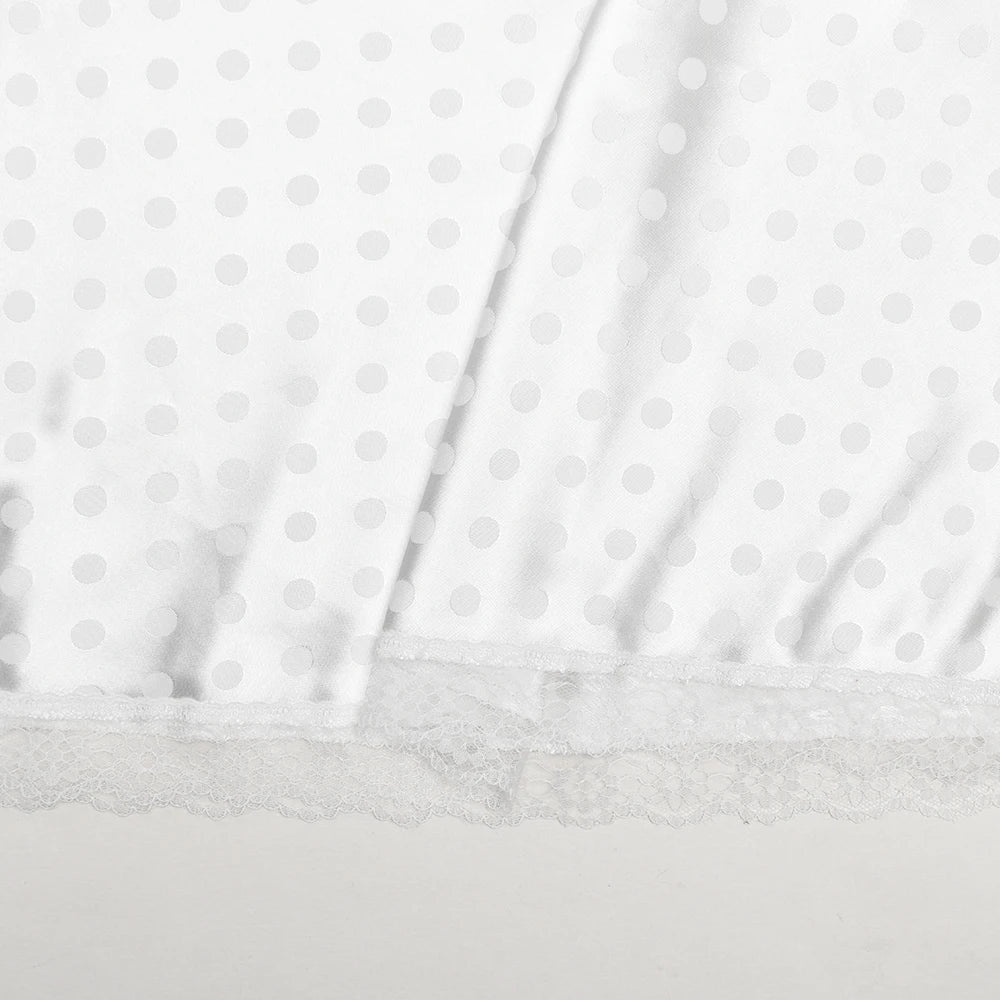 Patchwork Lace Print Polka Dot Women High Waist A-line Mini Skirt