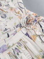 Flirty Floral Printed Off Shoulder Maxi Dress With Backless Detail And Ruffles