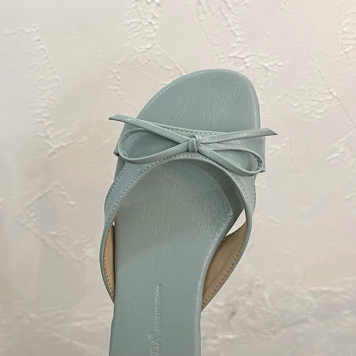 Butterfly Knot Open Toe Slides For Women Non Slip Flats