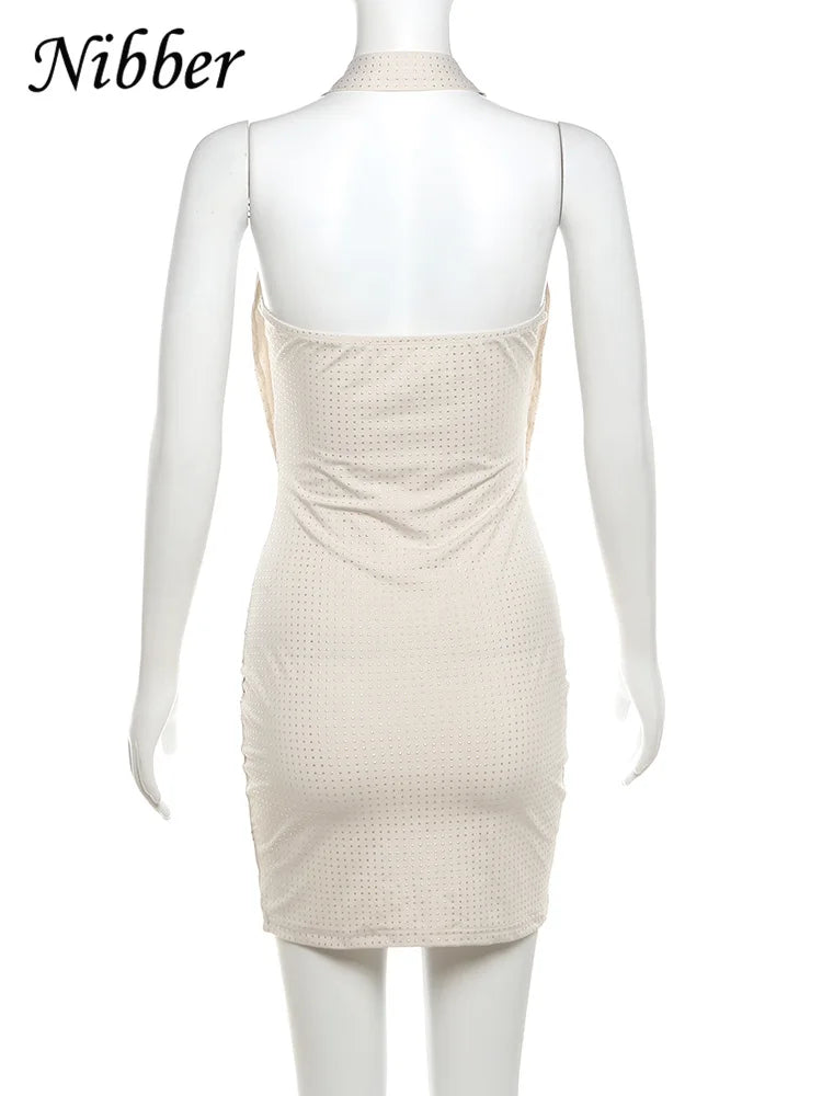 Diamond Pasted Mini Dress Strapless Deep Vneck
