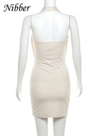 Diamond Pasted Mini Dress Strapless Deep Vneck