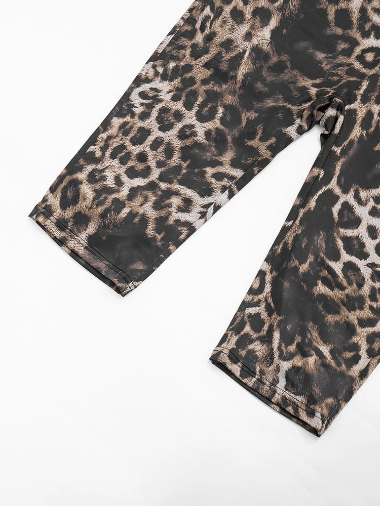 Leopard Print Halter Playsuit With Backless Design Bold Street Style Romper