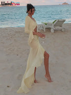 Elegant Sheer Lace Bodycon Dress With Hollow V-Neck Ruffles And Ruched Sides