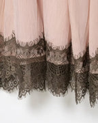 Pink Lace Trim Spaghetti Strap Mini Dress With V Neck Flirty Slip On