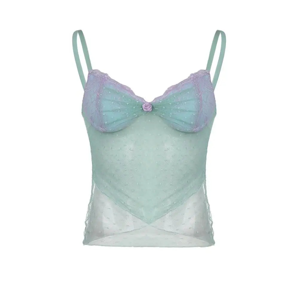 Spicy Girl Style Mesh Camisole Cross Hem Tube Top