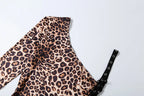 Leopard Print Off-Shoulder Backless Patchwork Dress For Women