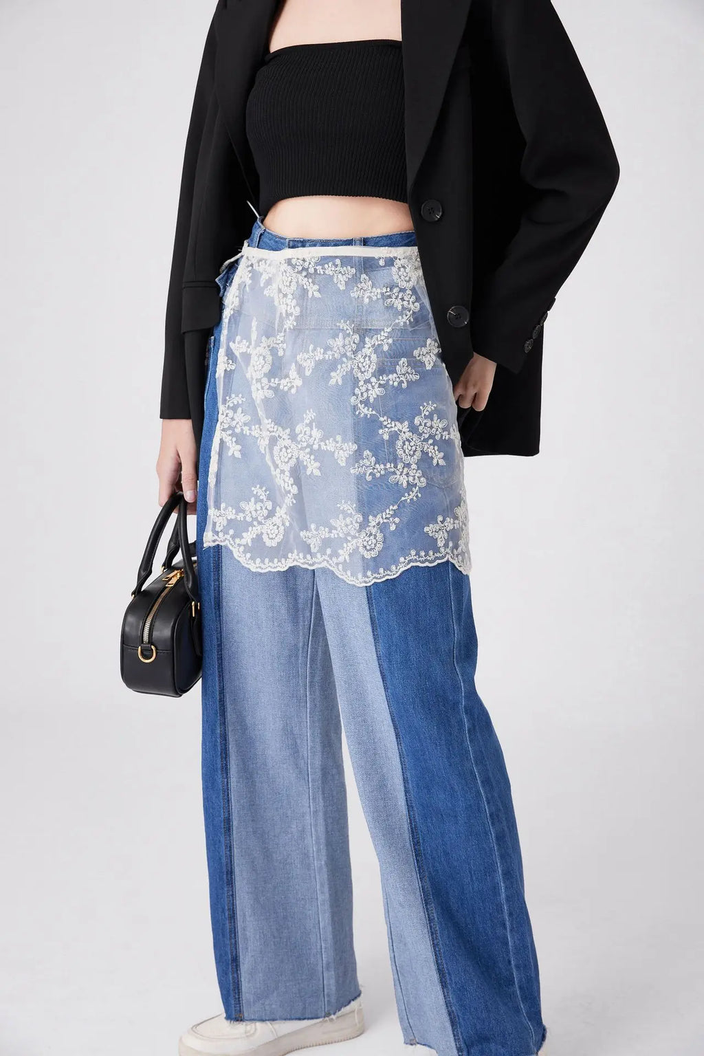 Floral Embroidered Lace Sheer Skirt Overlay