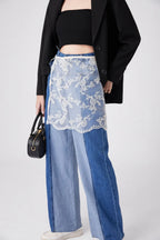 Floral Embroidered Lace Sheer Skirt Overlay