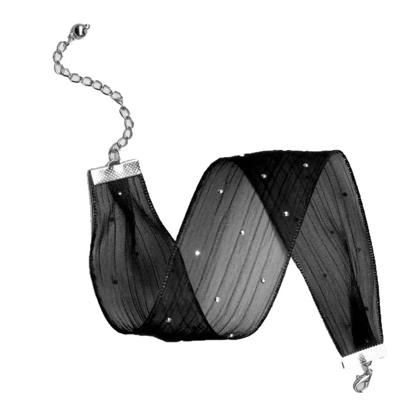 Midnight Mesh Choker Necklace With Crystal Accents For Elegant Night Out Mood And Subtle Glam