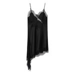 Lace Slip Mini Dress With Satin Backless Asymmetric Cut
