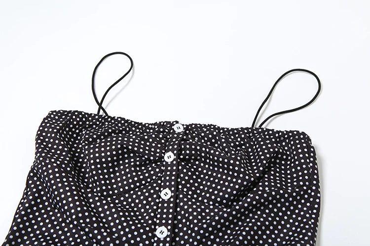 Speckled Print Spaghetti Strap Mini Dress Sleeveless Bodycon Pleated Detail