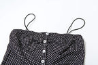 Speckled Print Spaghetti Strap Mini Dress Sleeveless Bodycon Pleated Detail