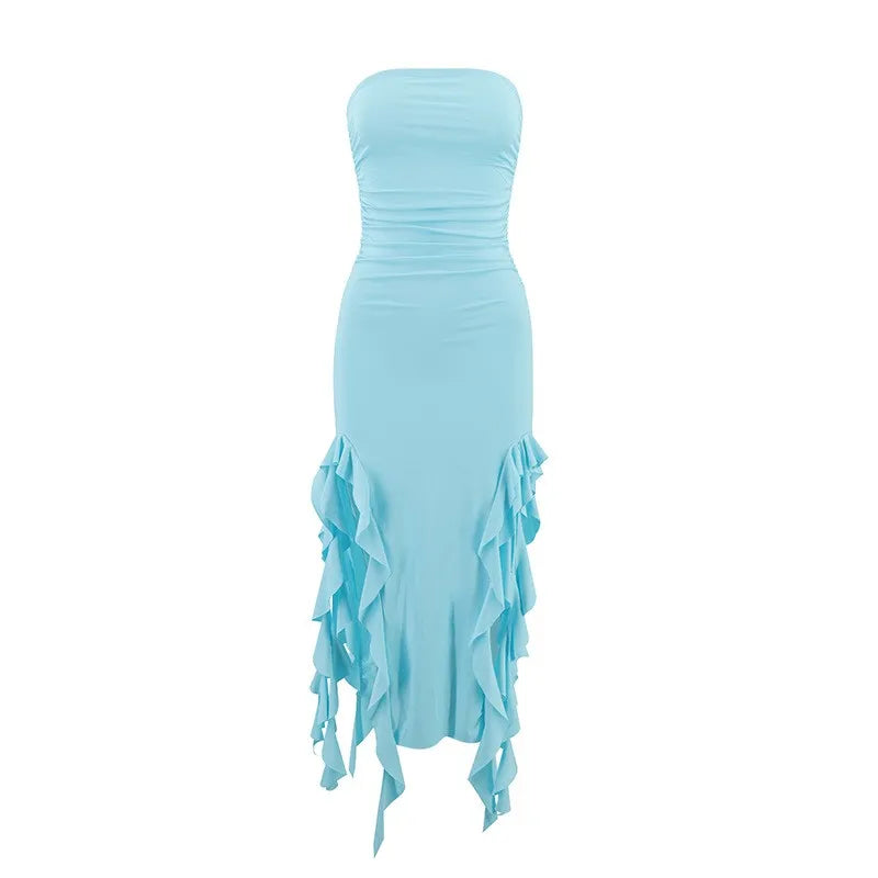 Tube Top Strapless Sexy Midi Dress