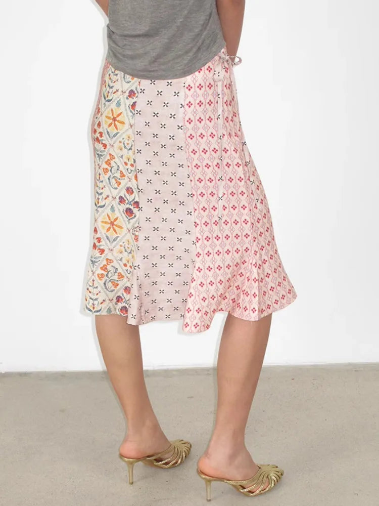 Romantic Patchwork Floral Mermaid Skirt For Women Knee Length Fashion Bottoms