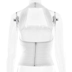 Ruched Halter Backless Top Double Layer