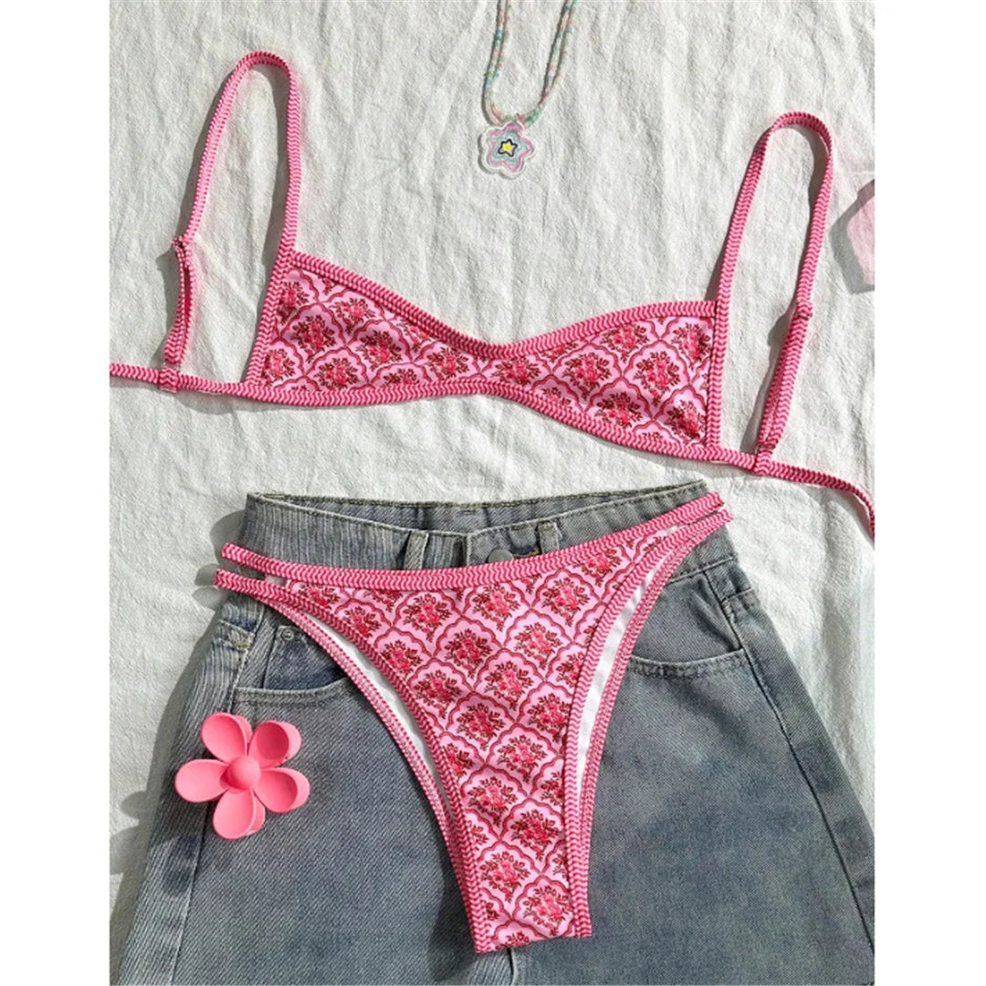 Floral Print High Leg Bikini Set Two Piece Swimwear For Women Vibrant Summer Bathing Suit