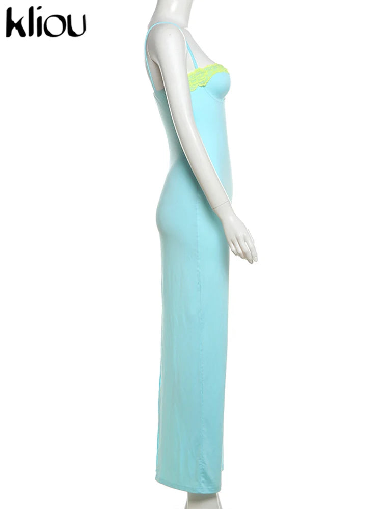 Lace Patchwork Backless Sheath Dress