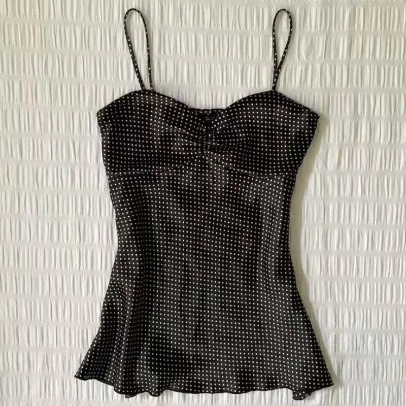 French Vintage Polka Dot Camisole Vest Halter Top