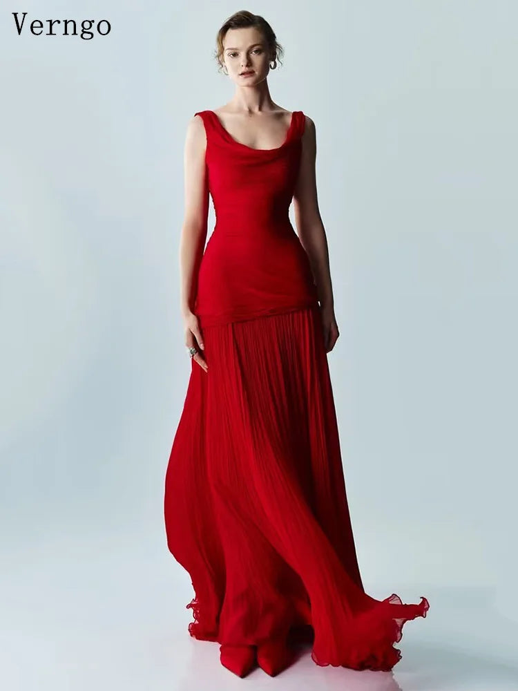 Silk Flowing Spaghetti Strap A Line Dress With Hand Pleated Silk Skirt