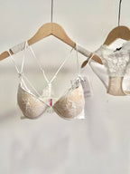 Lace Front Closure Lingerie Set For Women Wirefree Push Up Bra Delicate Straps Lightweight Comfort