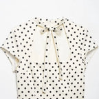 Polka Dot Cutout Bow Front Mini Dress