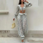 Breezy Ruffle Set With Lightweight Top And Flowing Trousers Casual Style