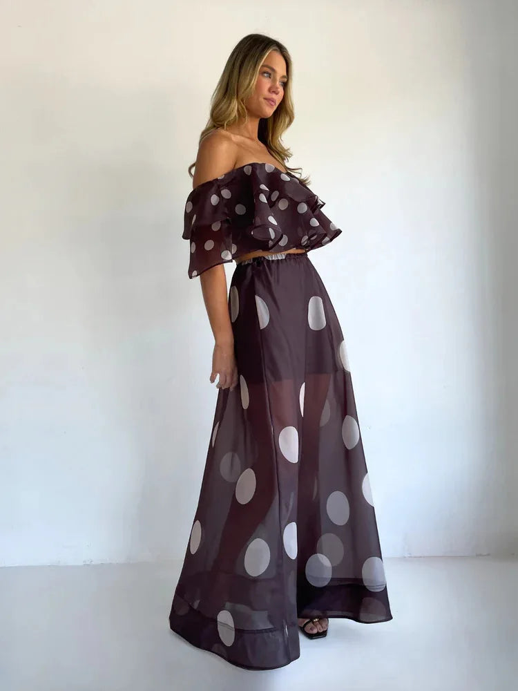 Sexy Print Asymmetrical Hem Long Skirt Set Fashionable Sleeveless Women's Polyester Fabric Casual Leisure Suit