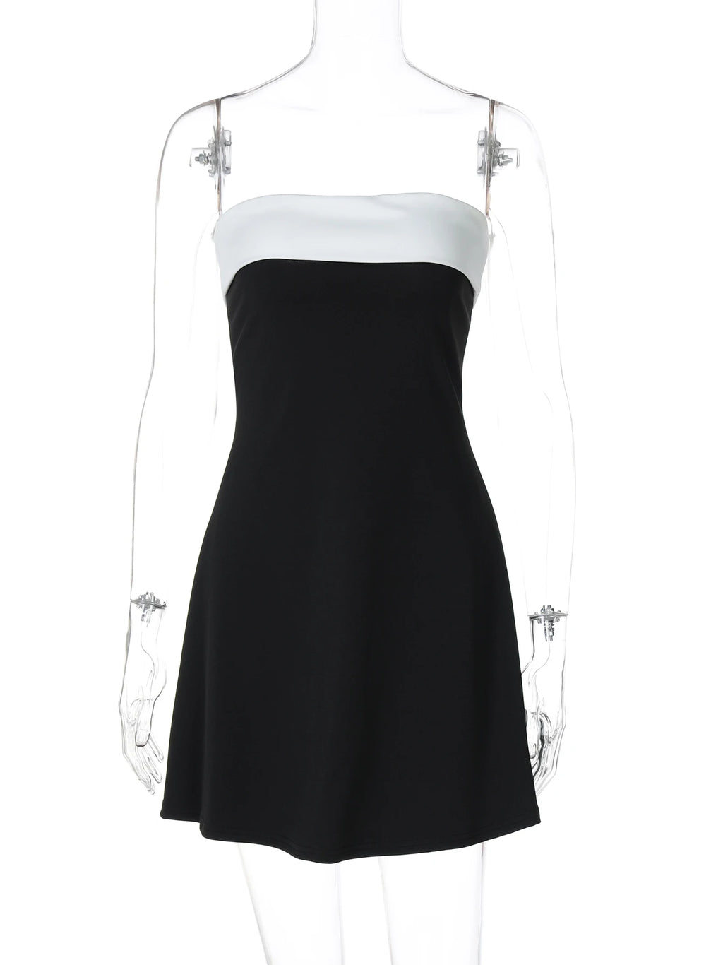 Block Strapless Patchwork Mini Dress