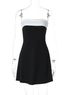 Block Strapless Patchwork Mini Dress