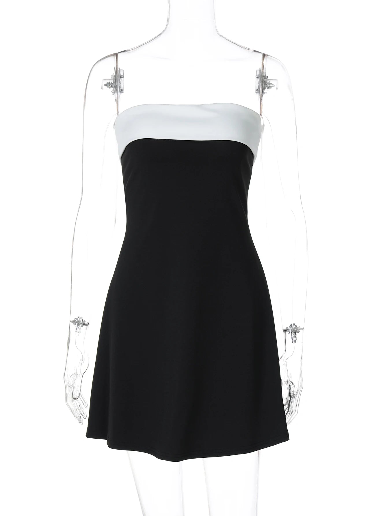 Block Strapless Patchwork Mini Dress