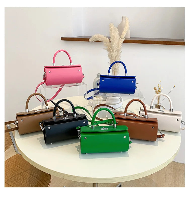 Elegant Womens Shoulder Crossbody With Pillow Accent Pu Leather Luxury Handbag