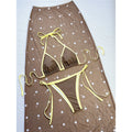 Yellow Polka Dot Skirt Halter Female Three-piece Bikini Set