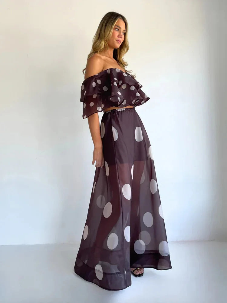 Sexy Print Asymmetrical Hem Long Skirt Set Fashionable Sleeveless Women's Polyester Fabric Casual Leisure Suit
