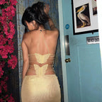 Butterfly Embroidered Strapless Backless Mini Dress Y2K Slim Fit