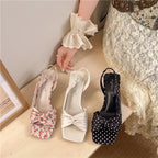 Elegant Stiletto Sandals With Back Strap Slip On Heels