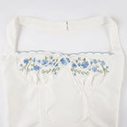 French-style Embroidered Halter Top Sexy Sleeveless Backless Camisole
